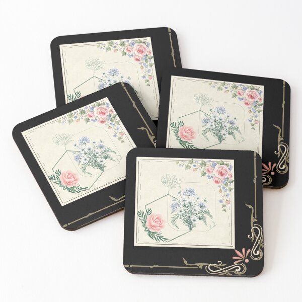 Item preview, Vintage Floral Frame Pink Roses & Blue Bouquet Scrapbook Art designed and sold by Verantia.