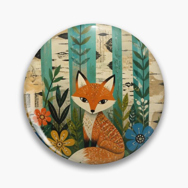 Item preview, Scandinavian Folk Art Red Fox Birch Wildflower Forest designed and sold by GrinGalore.