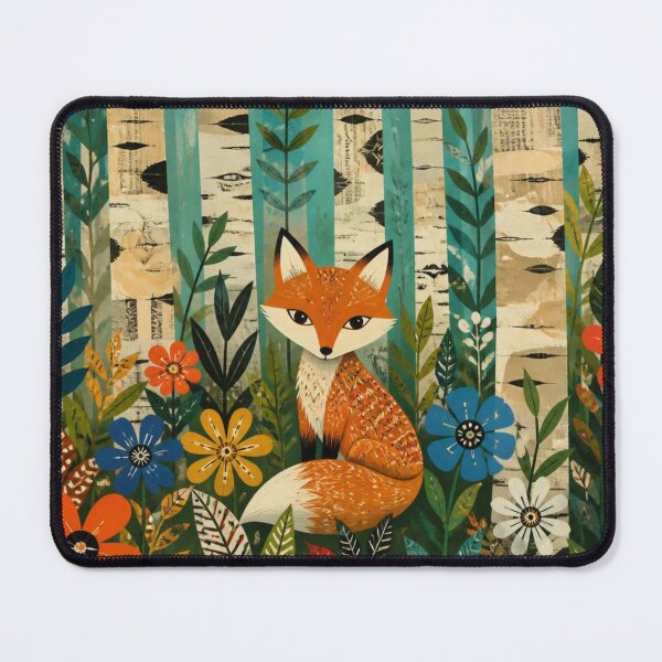 Item preview, Scandinavian Folk Art Red Fox Birch Wildflower Forest designed and sold by GrinGalore.