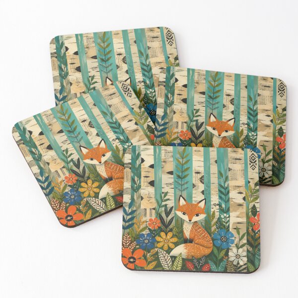 Item preview, Scandinavian Folk Art Red Fox Birch Wildflower Forest designed and sold by GrinGalore.