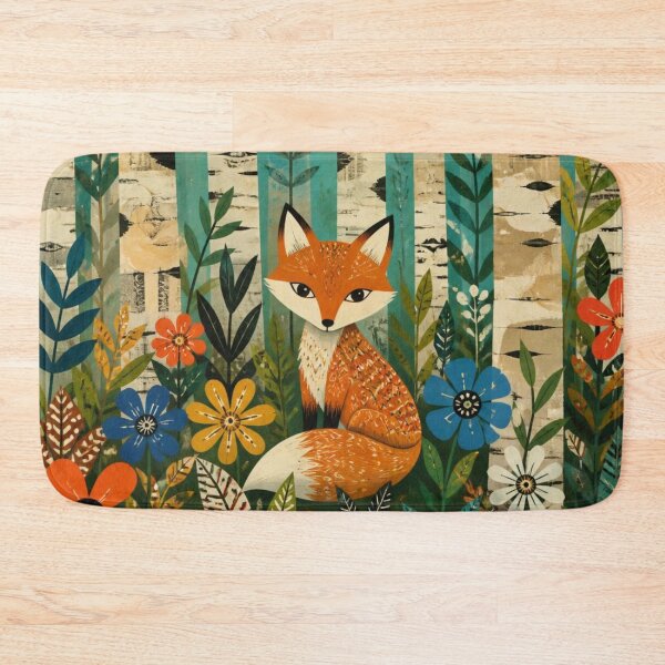 Item preview, Scandinavian Folk Art Red Fox Birch Wildflower Forest designed and sold by GrinGalore.