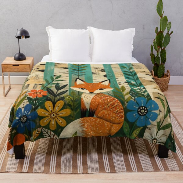 Item preview, Scandinavian Folk Art Red Fox Birch Wildflower Forest designed and sold by GrinGalore.