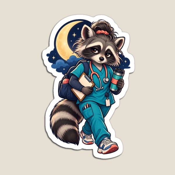 Item preview, Night Shift Nurse Raccoon designed and sold by Danioss.