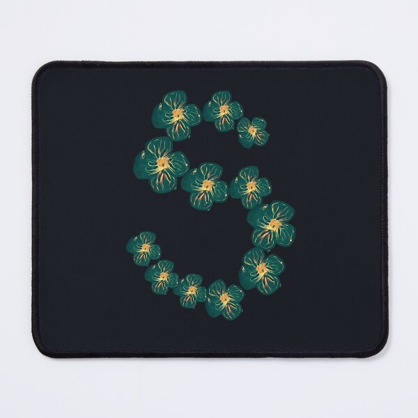 Item preview, Emerald Green Floral Letter S – Gold Accent Typography Art designed and sold by BalkanBloom.