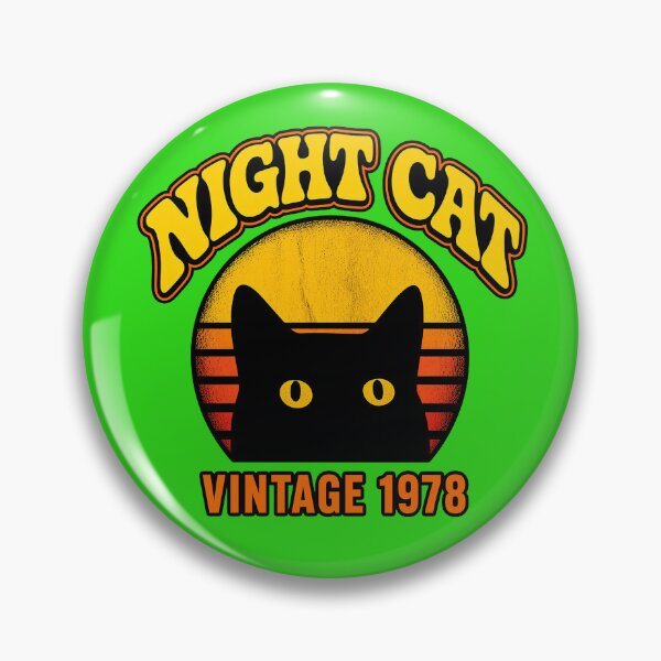 Item preview, Night Cat Vintage Sunset Badge designed and sold by DANGERSTRANG.