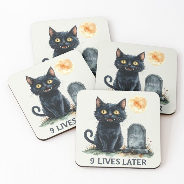 Item preview, Nine lives later, little black cat with moon designed and sold by LiskoDesign.
