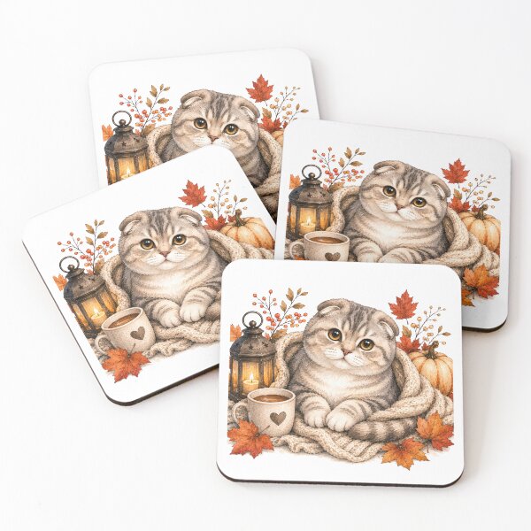 Item preview, Scottish Fold and Autumn Leaves | Fall Cat designed and sold by PAPIRO SIGLO XXI.