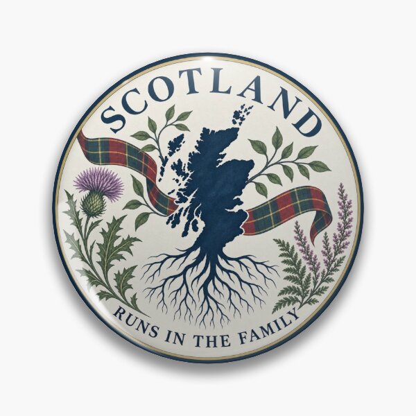 Item preview, Scotland Runs In The Family Heritage Roots Badge designed and sold by ArcanePrintsxo.