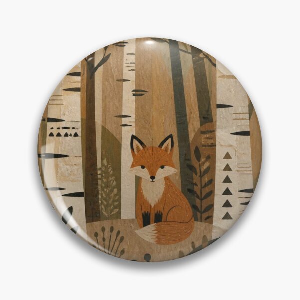 Item preview, Neutral Scandinavian Folk Art Red Fox Birch Forest designed and sold by GrinGalore.