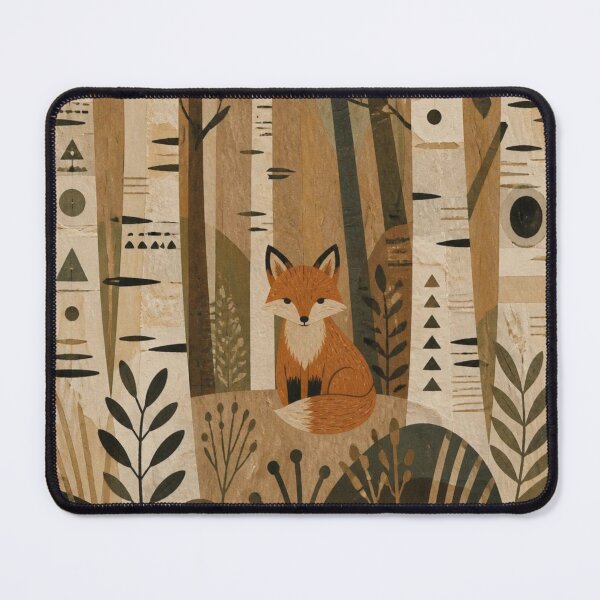 Item preview, Neutral Scandinavian Folk Art Red Fox Birch Forest designed and sold by GrinGalore.
