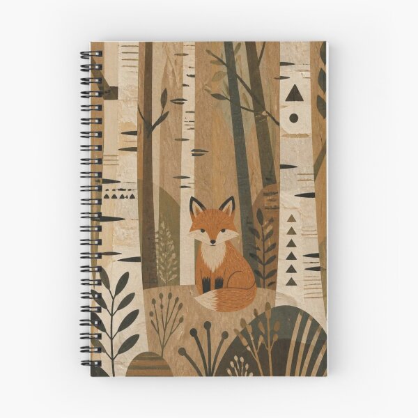 Item preview, Neutral Scandinavian Folk Art Red Fox Birch Forest designed and sold by GrinGalore.