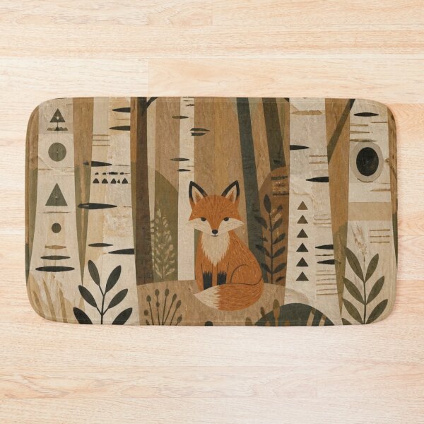 Item preview, Neutral Scandinavian Folk Art Red Fox Birch Forest designed and sold by GrinGalore.