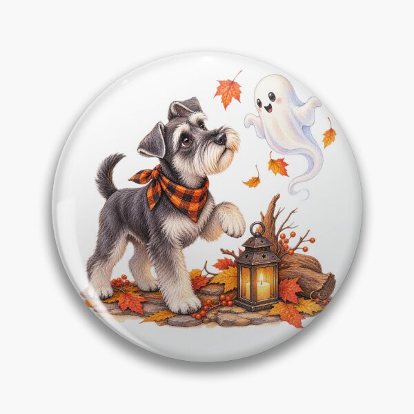 Item preview, Schnauzer Meets a Friendly Ghost | Halloween Dog designed and sold by PAPIRO SIGLO XXI.