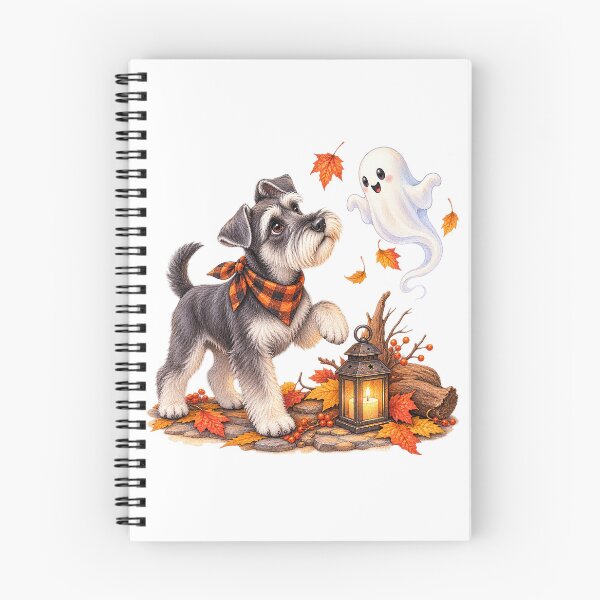 Item preview, Schnauzer Meets a Friendly Ghost | Halloween Dog designed and sold by PAPIRO SIGLO XXI.