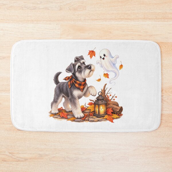 Item preview, Schnauzer Meets a Friendly Ghost | Halloween Dog designed and sold by PAPIRO SIGLO XXI.