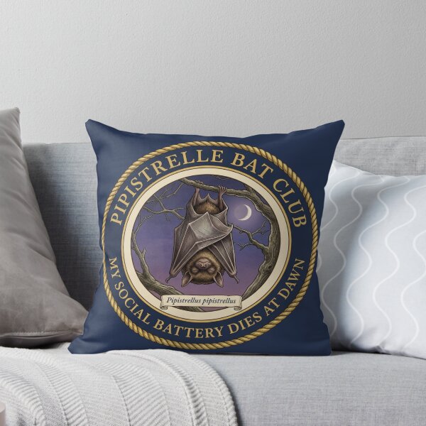 Item preview, My Social Battery Dies At Dawn Pipistrelle Bat Badge designed and sold by CalmCapy Co.