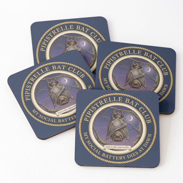 Item preview, My Social Battery Dies At Dawn Pipistrelle Bat Badge designed and sold by CalmCapy Co.