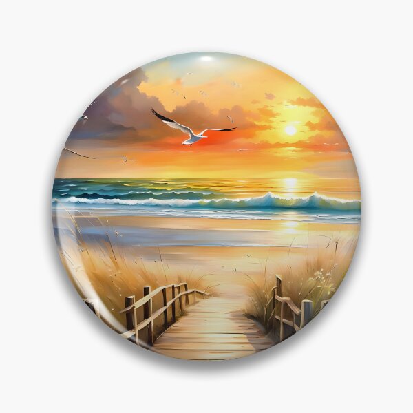 Item preview, Bright Beach Watercolor Sunset designed and sold by ByNicoleSara.