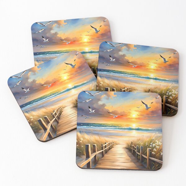 Item preview, Bright Beach Watercolor Sunset designed and sold by ByNicoleSara.