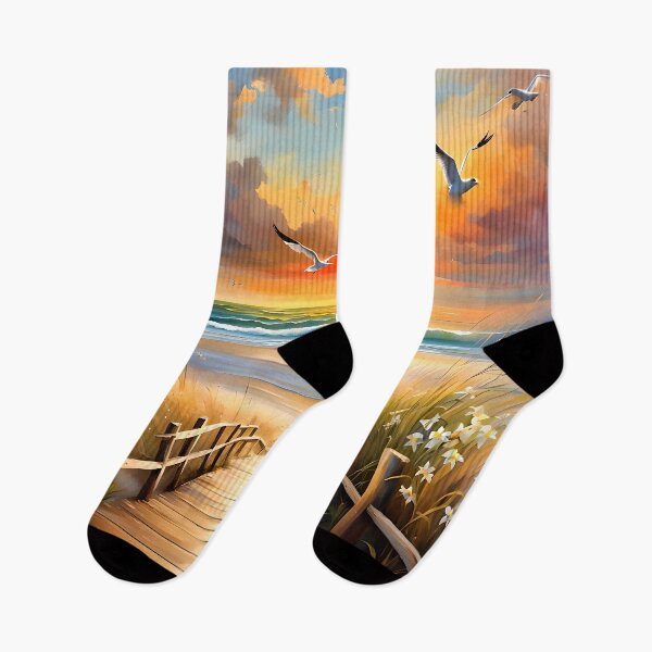 Item preview, Bright Beach Watercolor Sunset designed and sold by ByNicoleSara.