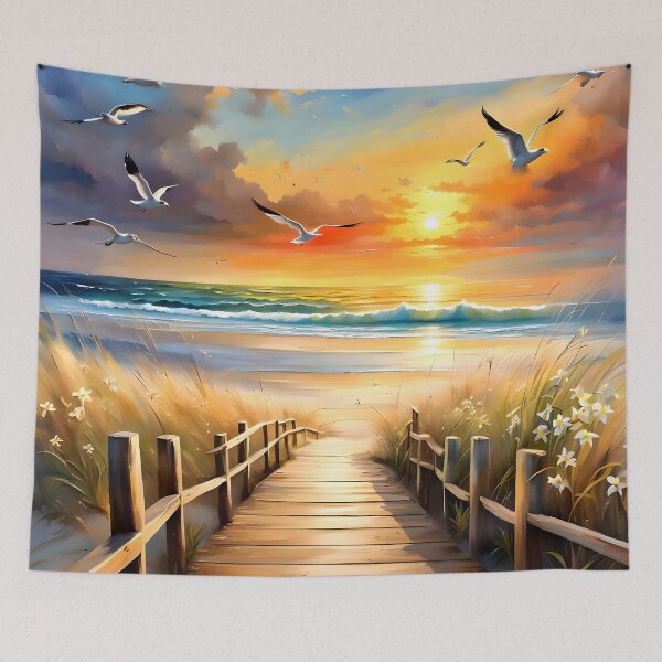 Item preview, Bright Beach Watercolor Sunset designed and sold by ByNicoleSara.