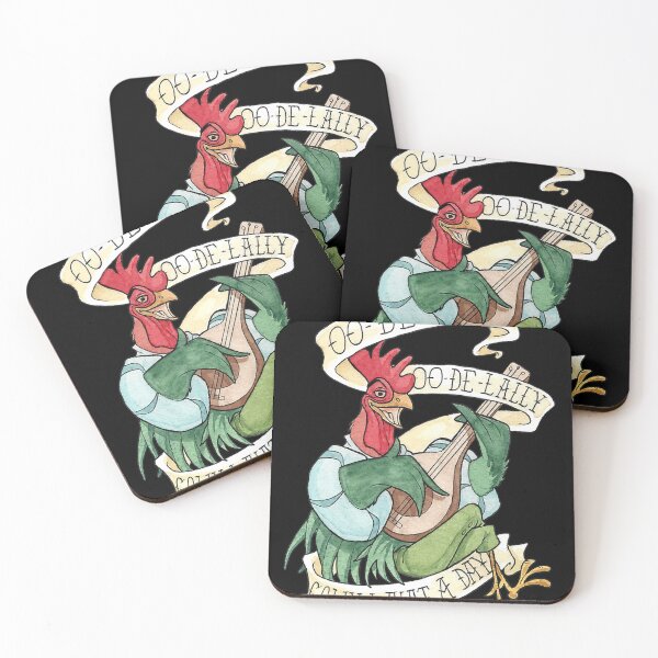 Item preview, Alan-A-Dale Rooster Oo-De-Lally Golly What A Day Tattoo Watercolor Painting Robin Hood designed and sold by pascuarennixd.