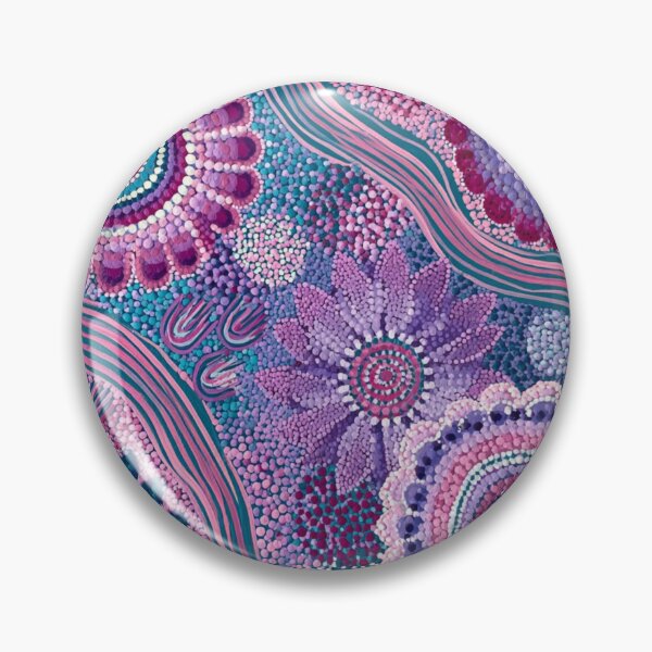 Item preview, Aboriginal Inspired Dot Art - Floral Magenta Lavender Turquoise Pattern designed and sold by GrinGalore.
