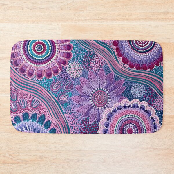 Item preview, Aboriginal Inspired Dot Art - Floral Magenta Lavender Turquoise Pattern designed and sold by GrinGalore.