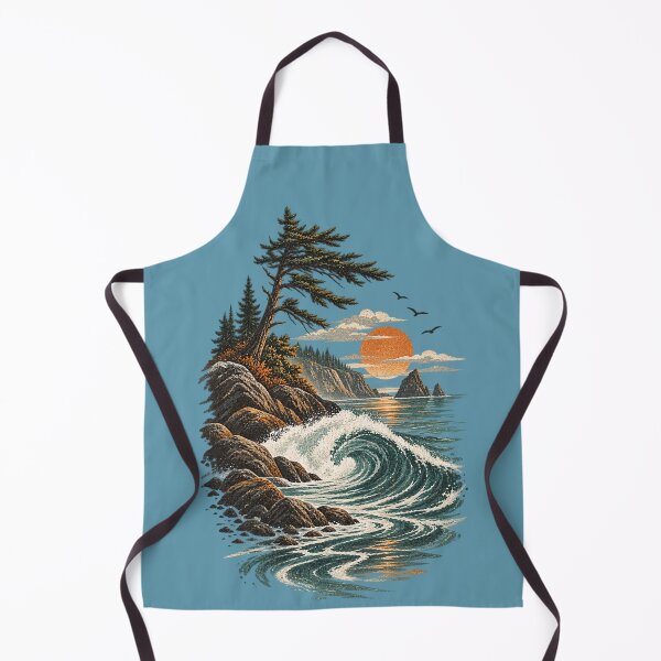 Item preview, Ocean Wave Sunset Vintage Coastal Landscape designed and sold by BROHLine Studio.