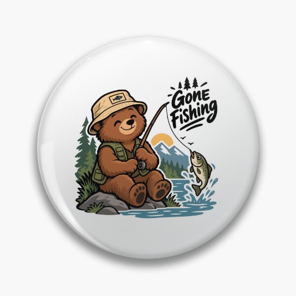 Item preview, Cute Fishing Bear Gone Fishing Outdoors designed and sold by DesignGraphica.