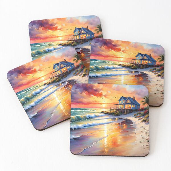 Item preview, Bright Seaside Cottage Watercolor designed and sold by ByNicoleSara.