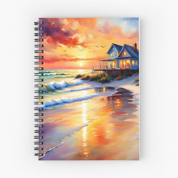 Item preview, Bright Seaside Cottage Watercolor designed and sold by ByNicoleSara.