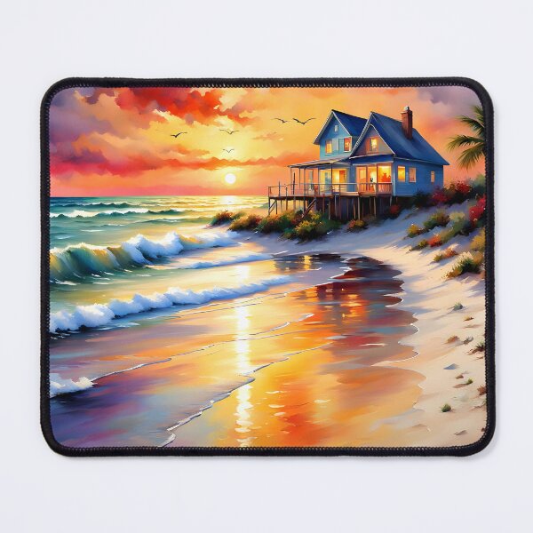 Item preview, Bright Seaside Cottage Watercolor designed and sold by ByNicoleSara.