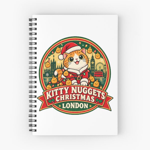 Item preview, Kitty Nuggets Christmas Shirt – Cute Santa Cat London Retro Design designed and sold by Globalcitytees.