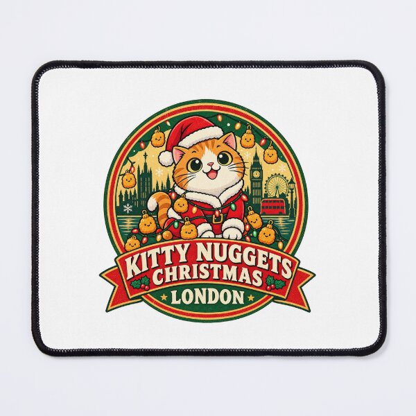 Item preview, Kitty Nuggets Christmas Shirt – Cute Santa Cat London Retro Design designed and sold by Globalcitytees.