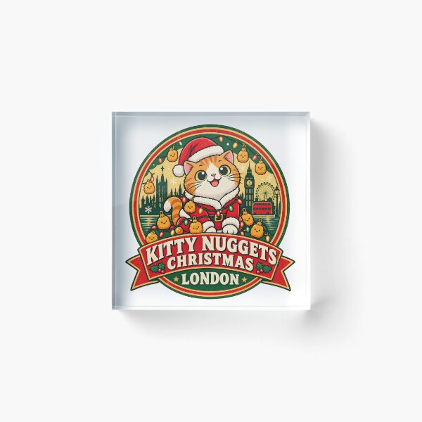 Item preview, Kitty Nuggets Christmas Shirt – Cute Santa Cat London Retro Design designed and sold by Globalcitytees.