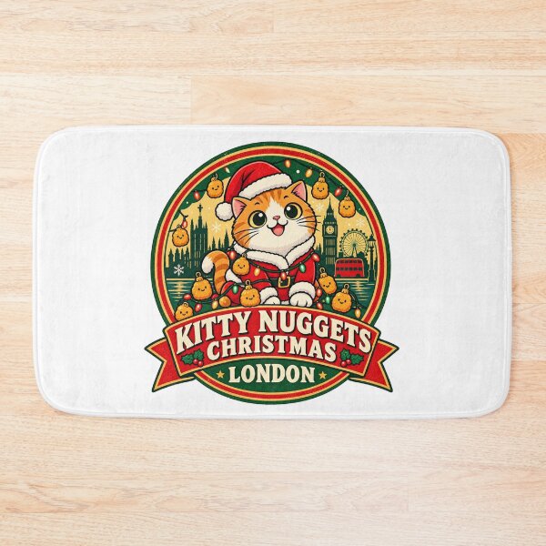 Item preview, Kitty Nuggets Christmas Shirt – Cute Santa Cat London Retro Design designed and sold by Globalcitytees.