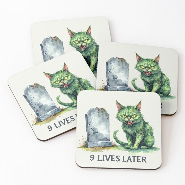 Item preview, Nine lives later, green zombie cat designed and sold by LiskoDesign.