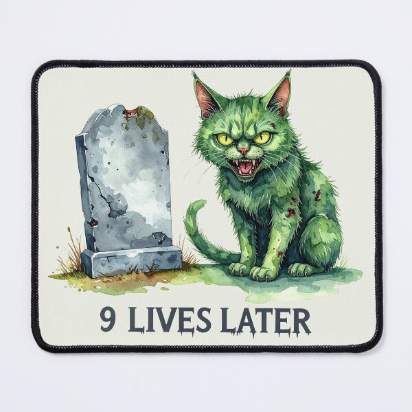 Item preview, Nine lives later, green zombie cat designed and sold by LiskoDesign.