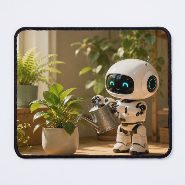 Item preview, Cute Robot Watering Houseplants designed and sold by ArcaneVisionArt.