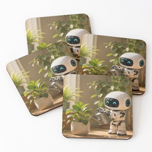 Item preview, Cute Robot Watering Houseplants designed and sold by ArcaneVisionArt.