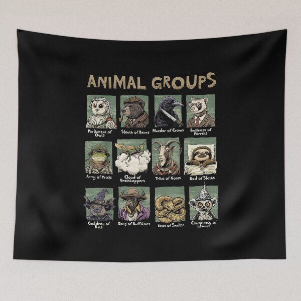 Item preview, Animal Groups Collective Nouns Educational Wildlife Funny Animal Design designed and sold by Lexastrong.