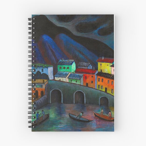 Item preview, Nighttime Fishing in Ascona seascape pastel houses in Italy painting print by Marianne von Werefkin  designed and sold by Jéanpaul  Ferro.