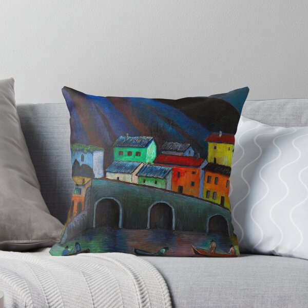 Item preview, Nighttime Fishing in Ascona seascape pastel houses in Italy painting print by Marianne von Werefkin  designed and sold by Jéanpaul  Ferro.