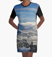 Innsbruck In Winter From Patscherkofel Mountain Graphic T-Shirt Dress
