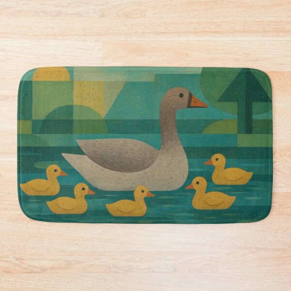 Item preview, Mother Duck swimming with Ducklings – Painting designed and sold by GalleryKauffeld.