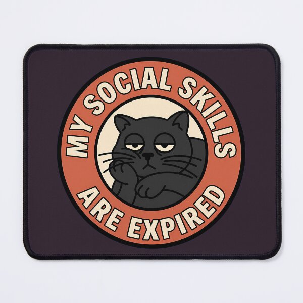 Item preview, Social Skills Are Expired Black Cat Badge designed and sold by DripCultureLab.