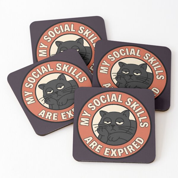 Item preview, Social Skills Are Expired Black Cat Badge designed and sold by DripCultureLab.