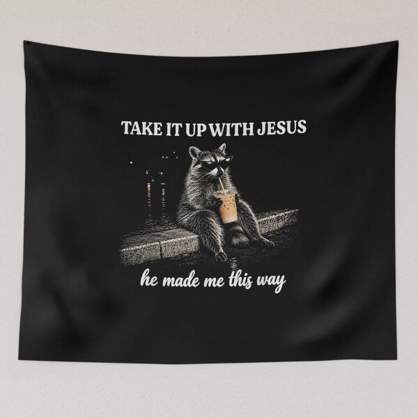 Item preview, Take It Up With Jesus Raccoon Shirt designed and sold by jessicaguarnido.