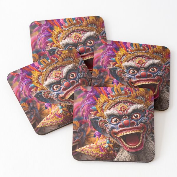 Item preview, Colorful Balinese Mask Performance with Vibrant Feathers designed and sold by Artessie.